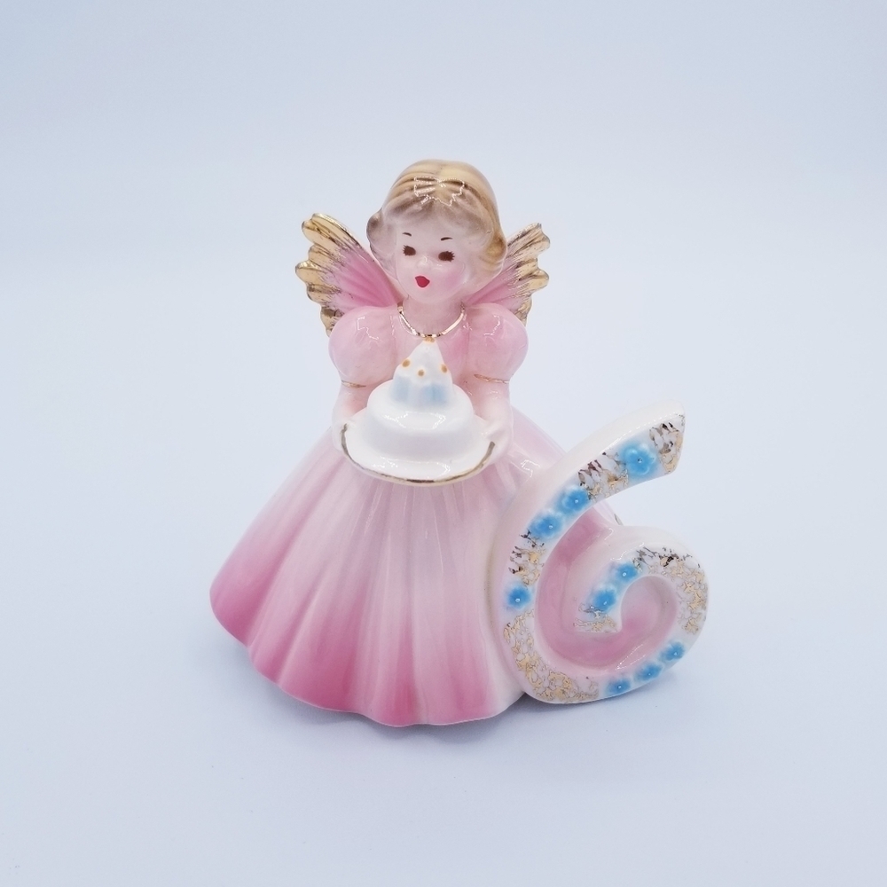JOSEF ORIGINALS Vintage Ceramic 6th Birthday Girl Angel Figurine